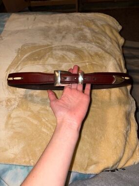 Brighton Chestnut Brown Leather Belt with Silver-Tone Buckle